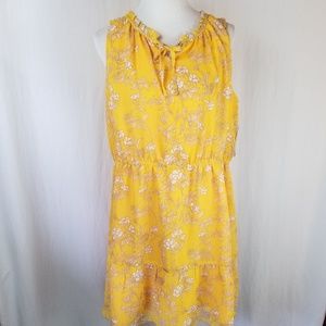 Merona XXL Yellow Chiffon Look Floral Dress